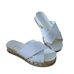Dolce Vita Womens White Gracy Platform Studded Midsole Sandals Size 8